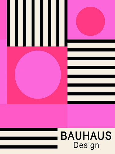 Bauhaus, Black and Pink – moderne geometrische kunst van Hilde Remerie – Digitale Kunst, Bauhaus & Fotografie