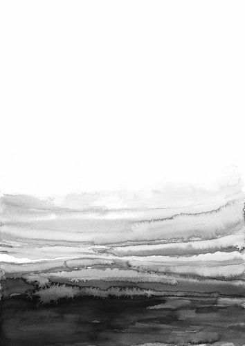 Zwart Wit Abstract Landschap - Minimalistische Monochrome Muurkunstprint