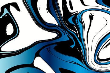Retro Abstractie in Blauw van Mad Dog Art