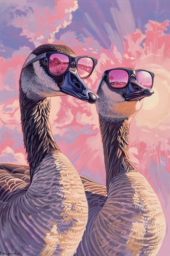 Gänse Sonnenbrille Kunst | Cool Goose Groove von Blickfänger Gemälde