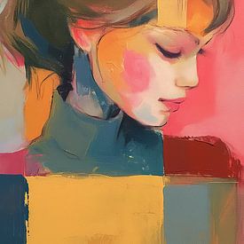 Abstract Woman | Woman with Colours and Shapes by Eye catching paintings