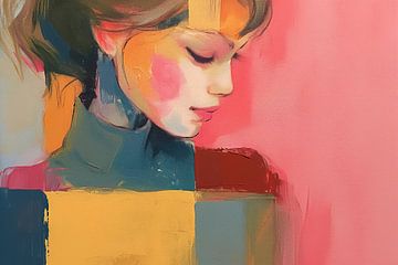 Abstrakte Frau | Frau mit Farben und Formen von Blickfänger Gemälde