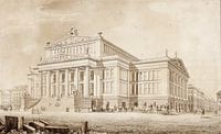 Karl Friedrich Schinkel, Berlijn. Schouwburg op de Gendarmenmarkt. Perspectief - 1819 van Atelier Liesjes thumbnail