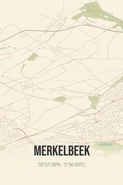 Vintage map of Merkelbeek (Limburg) by Rezona