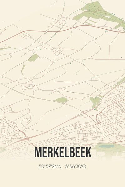 Vintage map of Merkelbeek (Limburg) by Prints of Place