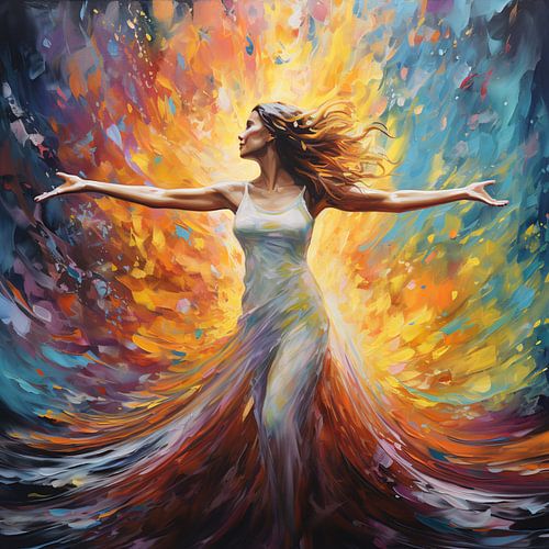 Abstract & Kleurrijk Schilderij: Succesvolle Vrouw