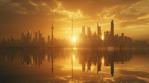 City Awakens in Orange Dawn