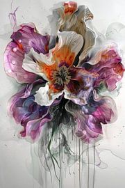 Blume digitale Kunst mit weißen grauen Hintergrund von Digitale Schilderijen