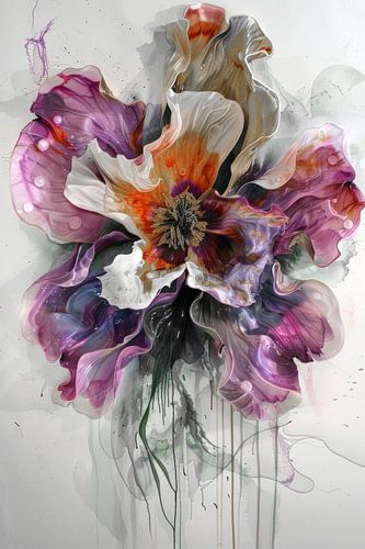 Bloem digitale kunst met witte grijze achtergrond