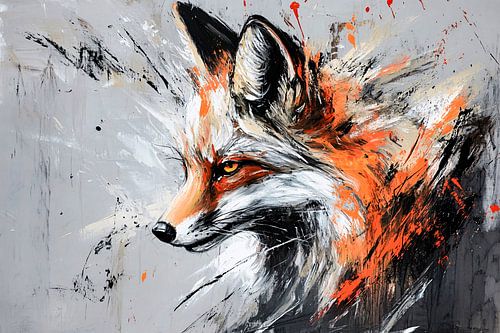 Dynamisch schilderij van een vos
