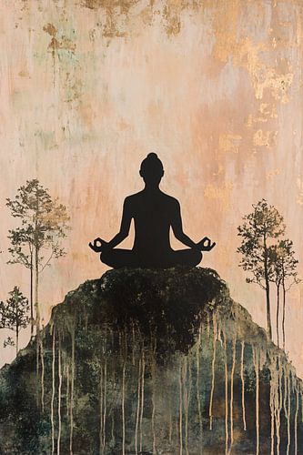 Mediterende silhouet in natuur