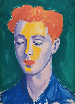 Expressionistisch portret: Oranje & Petrol van Niklas Maximilian