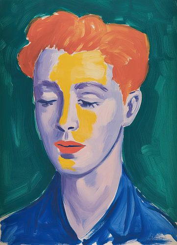 Expressionistisch portret: Oranje & Petrol