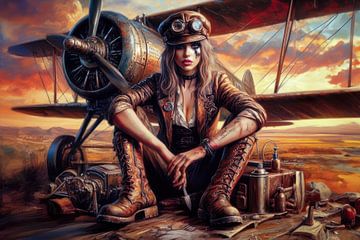 Pilote sexy steampunk sur Silvio Schoisswohl