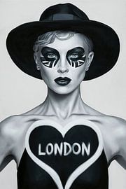 Zwart-wit City Female 2.0 kunstwerk - Londen van Team W 32 Gallery