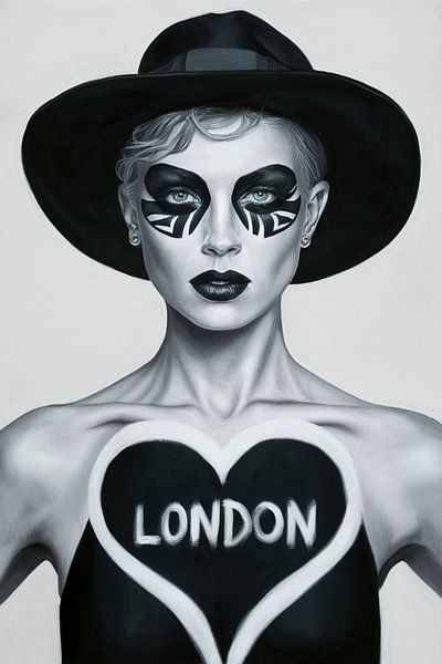 Black and White City Female 2.0 Artwork - London by Team W 32 Gallery