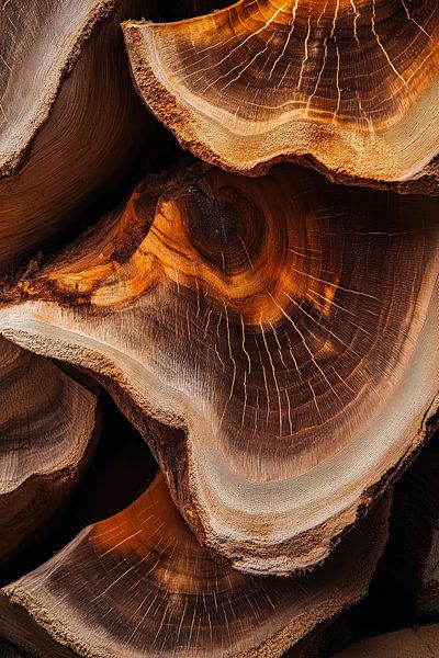 Holzscheiben in warmen Tönen von Poster Art Shop