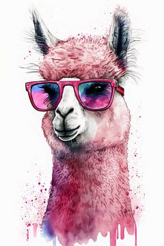 Stylish Alpaca with Pink Sunglasses by Felix Brönnimann