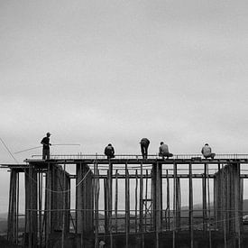 Construction workers in Laos by Floris Verweij
