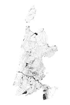 Die Gewässer von Nordholland in Schwarz und Weiß von Maps Are Art
