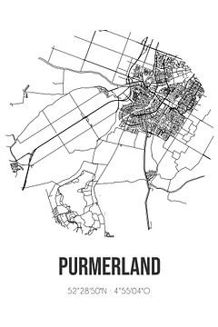 Purmerland (Noord-Holland) | Landkaart | Zwart-wit van MijnStadsPoster