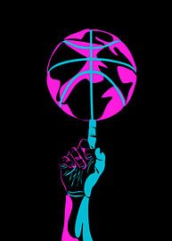 Basketball in blue pink by IHSANUDDIN .