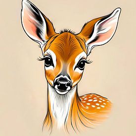 Hirsche in sanften Naturtönen von Ivonne Fuhren-van de Kerkhof