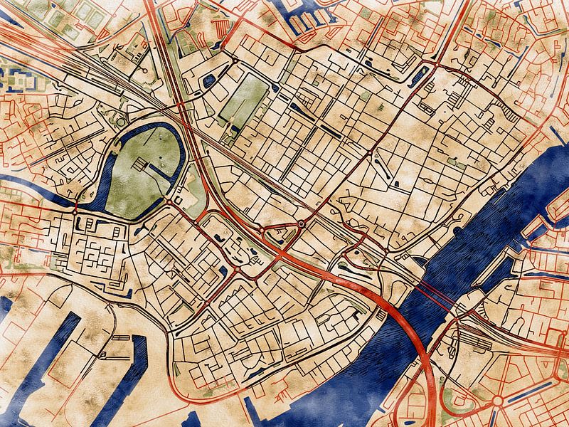 Map of Zwijndrecht with the style 'Serene Summer' by Maporia