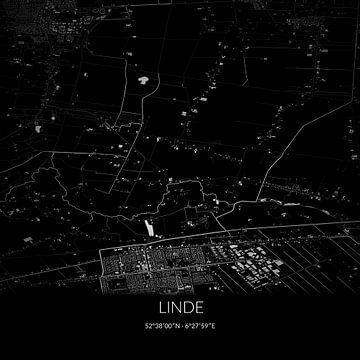 Zwart-witte landkaart van Linde, Drenthe. van Rezona