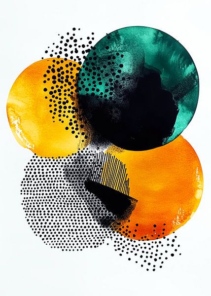 Abstractie modern schilderij vormen en kleuren van JBJart Justyna Jaszke