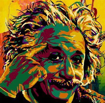 Albert Einstein Kleurrijke Abstracte Kunst van Andika Bahtiar