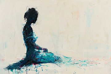 Abstrakte Frau mit Spuren von Farbe von Kunst Laune