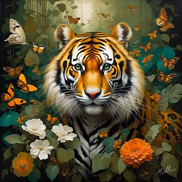 Flore de la jungle Surréalisme : Tigre sur Mellow Art