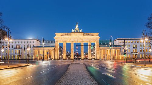 Brandenburger tor bij nacht, Berlin, Duitsland
