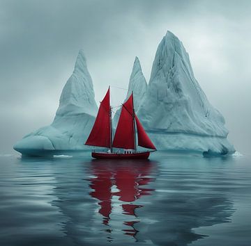 Boot voor ijsberg van fernlichtsicht