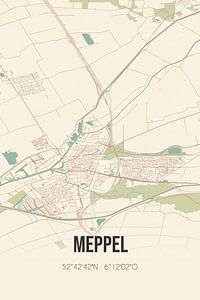 Vintage landkaart van Meppel (Drenthe) van Rezona
