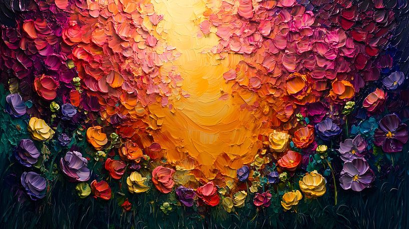 Zomer zonovergoten bloemen landschap van Jan Bechtum
