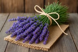 Lila Blumenstrauß mit Leinenschleife von Art & Soul Creations