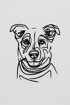 Minimalistische Schwarz-Weiß-Hund Illustration von De Muurdecoratie