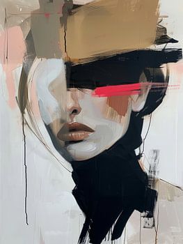 Abstraktes Porträt in Erdtönen mit einem Hauch von Rosa