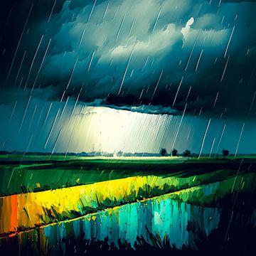Zomerse bui in regenboogkleuren van Vlindertuin-Art