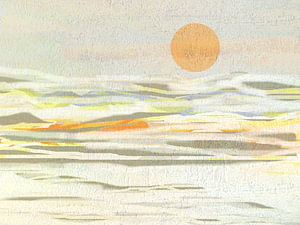 Landschaft Japandi Art 11 Berge und Mond