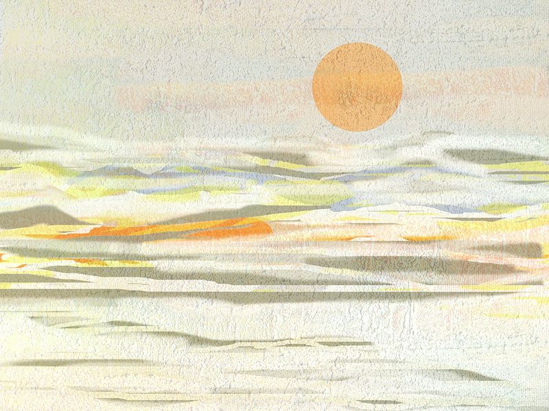 Paysage Japandi Art 11 Montagnes et lune par Claudia Gründler