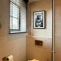 Customer photo: Highland Cattle Reading Newspaper on Funny WC Poster by Poster Art Shop