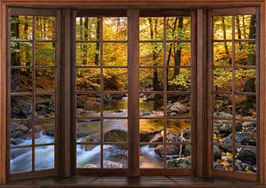 Blick aus einem Holzfenster von Bert Hooijer