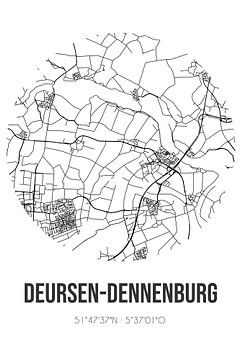 Deursen-Dennenburg (Nord-Brabant) | Karte | Schwarz-Weiß von Rezona