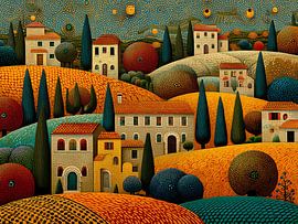 Landschaft in der Toskana, naive Kunst