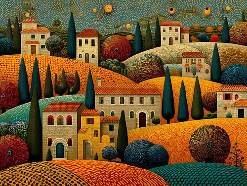 landschap in Toscane, naieve kunst