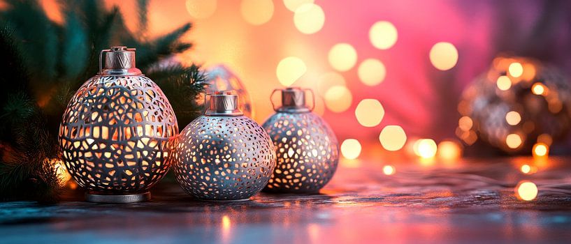 Shiny Christmas baubles by Poster Art Shop