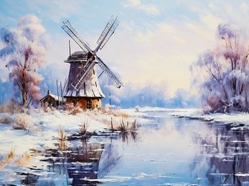 Windmühle am Fluss von Max Steinwald